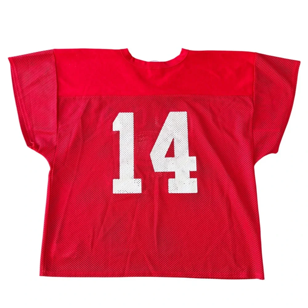 Russell Athletic Leo Cub Football Jersey Red Mesh V-Neck Mens XL Vintage Style